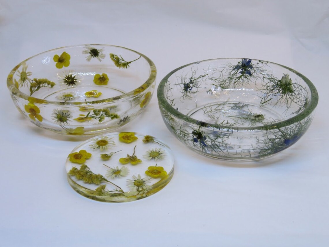 Resin bowl with real flowers flower preservation resin bowl Etsy