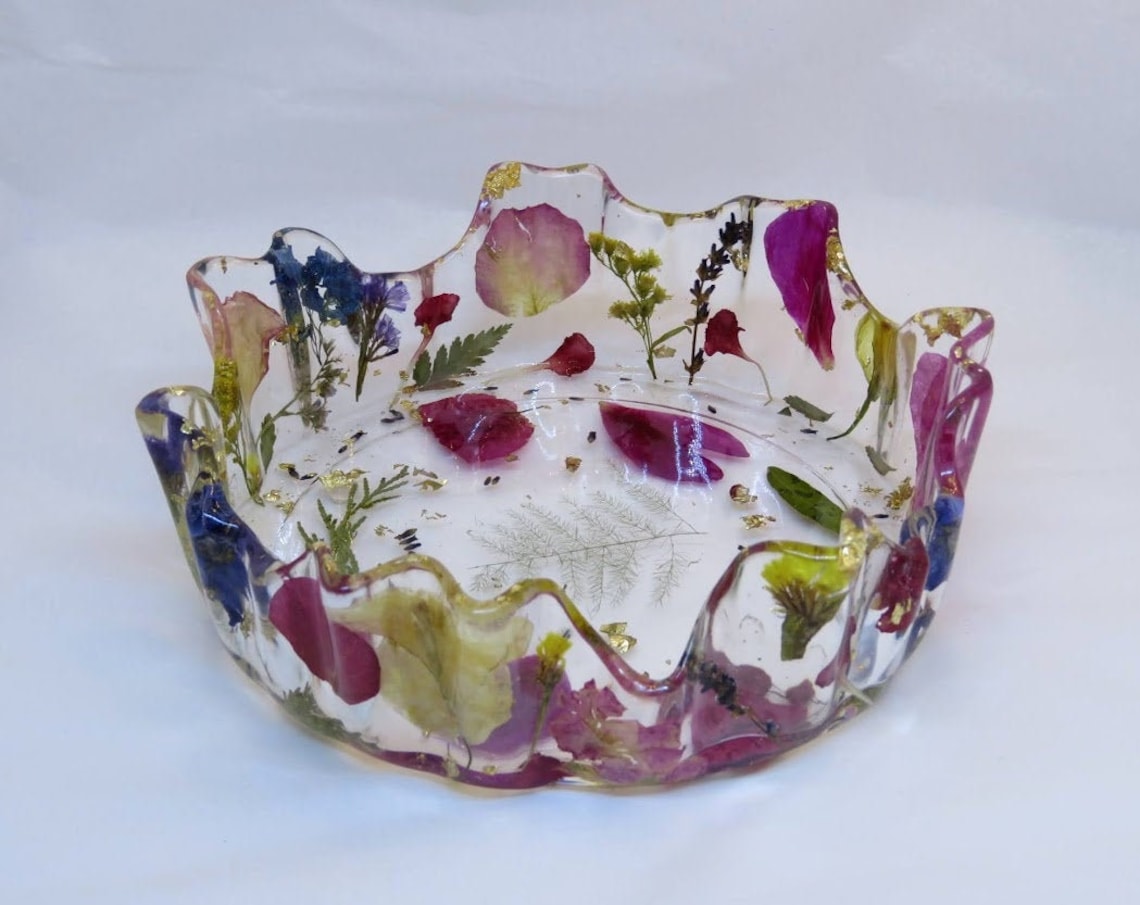 Resin bowl with real flowers flower preservation resin bowl Etsy