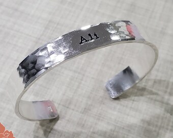 Engraved Cuff Bracelet, 10mm Thick Sterling Silver Cuff Bracelet, Custom Message, Engraved Handwriting, Personalized Bangle