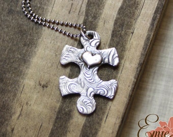 Silver Puzzle Piece Necklace Autism Awareness Fine Silver | Etsy