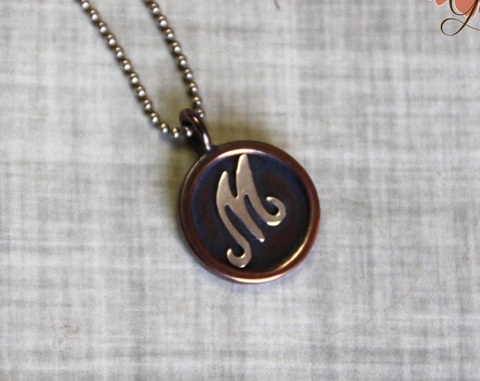 Copper Initial Necklace, Silver Letter, Name Necklace, Personalized Jewelry, Sterling Silver, Copper, Mixed Metals - READY TO SHIP