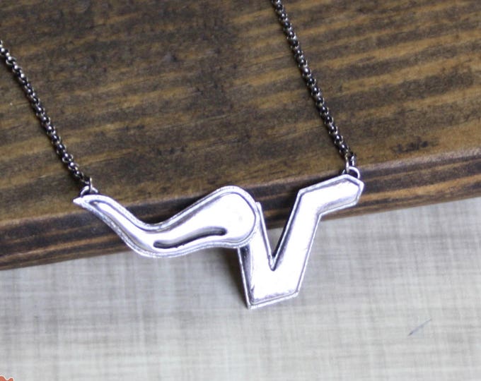 Lake Stevens Vikings V Silver Necklace, Fine Silver, Large Viking Horn- READY To SHIP