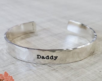 Engraved Cuff Bracelet, 10mm Thick Sterling Silver Cuff Bracelet, Custom Message, Personalized Bangle