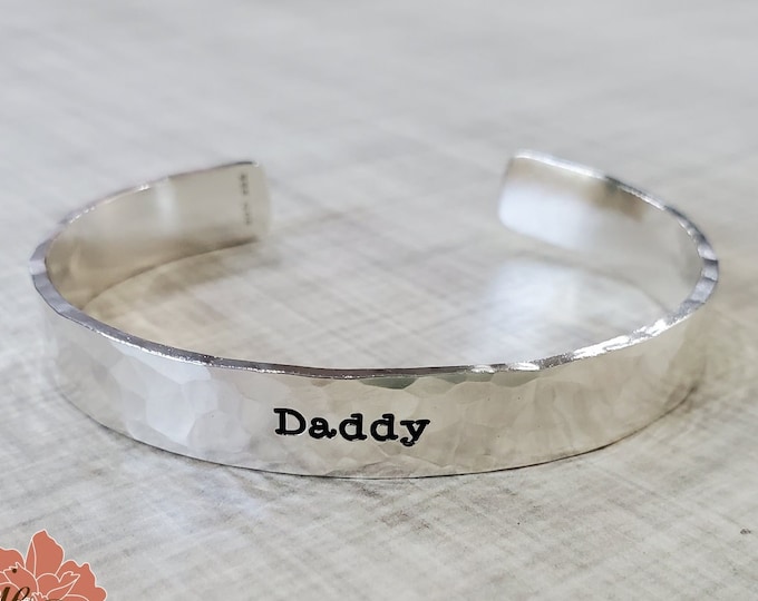 Engraved Cuff Bracelet, 10mm Thick Sterling Silver Cuff Bracelet, Custom Message, Personalized Bangle