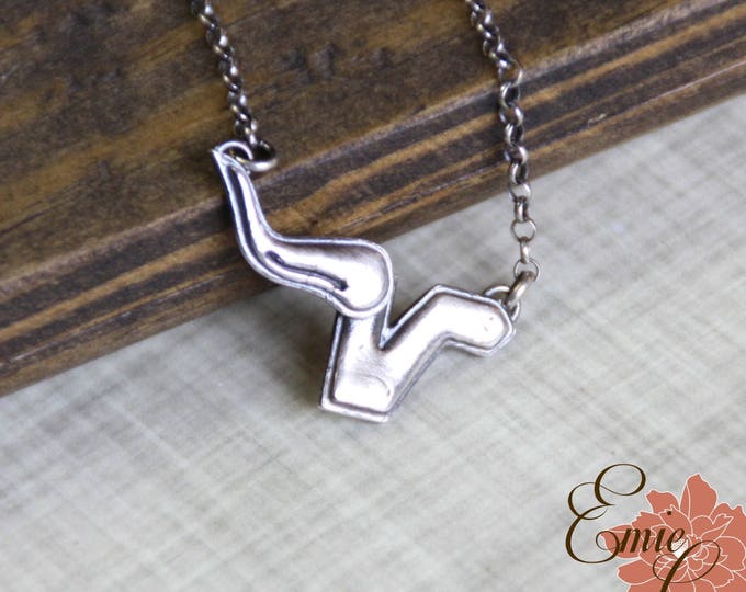 Lake Stevens High School Vikings V Silver Necklace, Fine Silver, Small Viking Horn - READY TO SHIP