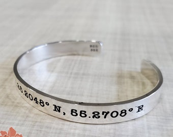 Engraved Sterling Silver Cuff Bracelet, 8mm Smooth Finish Thick Cuff Bracelet, Custom Message, Personalized Bangle