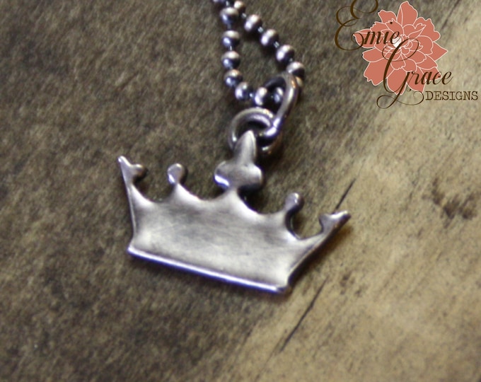 Silver Crown Necklace, Fine Silver and Sterling Silver, Precious Metal Clay, Princess Tiara - READY TO SHIP