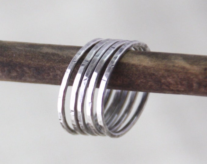 Sterling Silver Stacking Rings, Individual Bands, Hammered Bands, Sizes 4, 5, 6, 7, 8, 9, 10, 11, 12 and half sizes