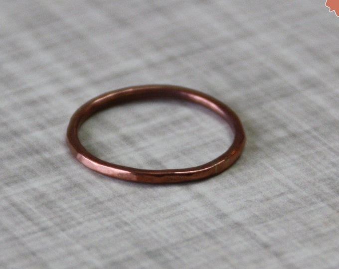 Copper Stacking Rings, Hammered Skinny Band, Textured Bands, Sizes 4, 5, 6, 7, 8, 9, 10, 11, 12 and half sizes