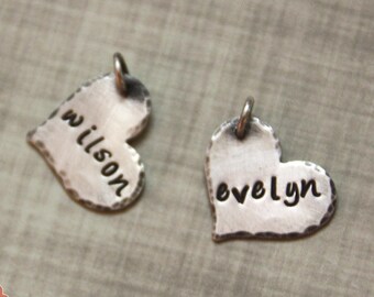 3/4" Sterling Silver Heart Charm, Stamped Charm, Personalized Jewelry, Sterling Silver Heart, Names, Dates, Monograms