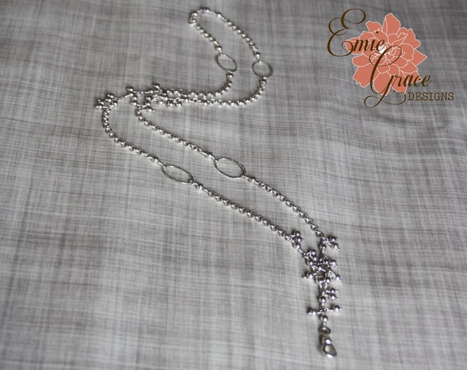 Sterling Silver Badge Holder, Lanyard Necklace, Work Keycard ID, Break Away Clasp, Elegant Workplace Jewelry