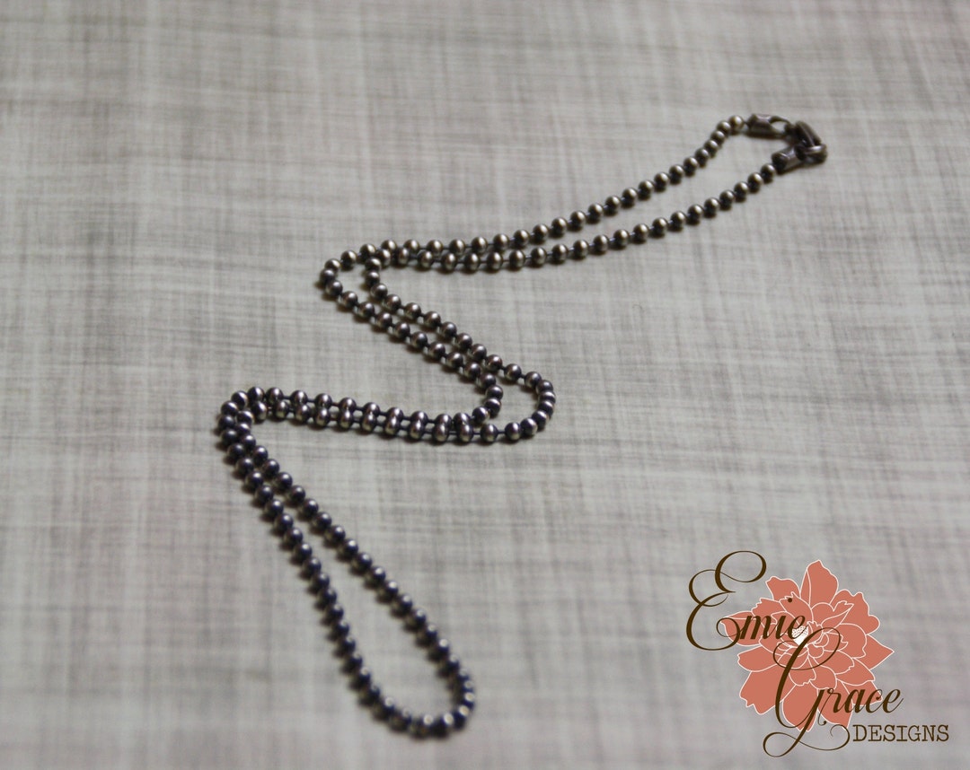 Sterling Silver 3mm Ball Chain, Oxidized, Rustic Necklace, Finished