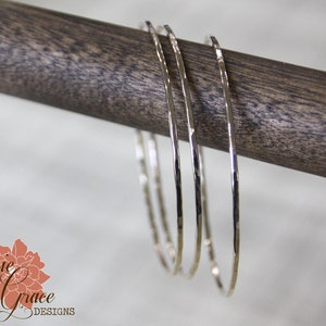 14K Solid Yellow Gold Bangle Bracelet, Individual Bangle, Hammered Thin Gold Bracelet