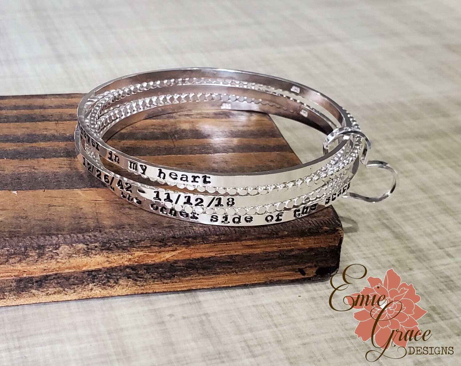 Forever in My Heart Bracelet Set, Sterling Silver Bangles with Heart ...