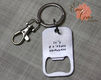 Stainless Steel Bottle Opener Keychain, I Don't Get Drunk, I Get Awesome, Stamped Beer Bottle Opener Keyring, Key Chain - READY TO SHIP