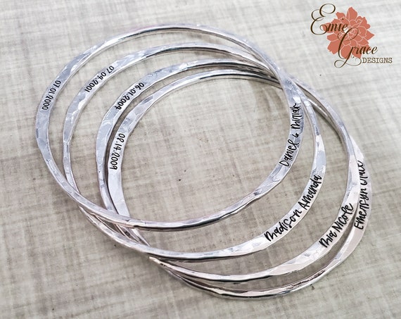 Silver bangles with name deals