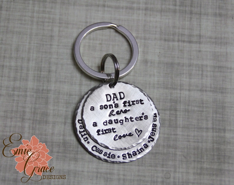 Dad Key Chain With Names A Son's First Hero A Etsy
