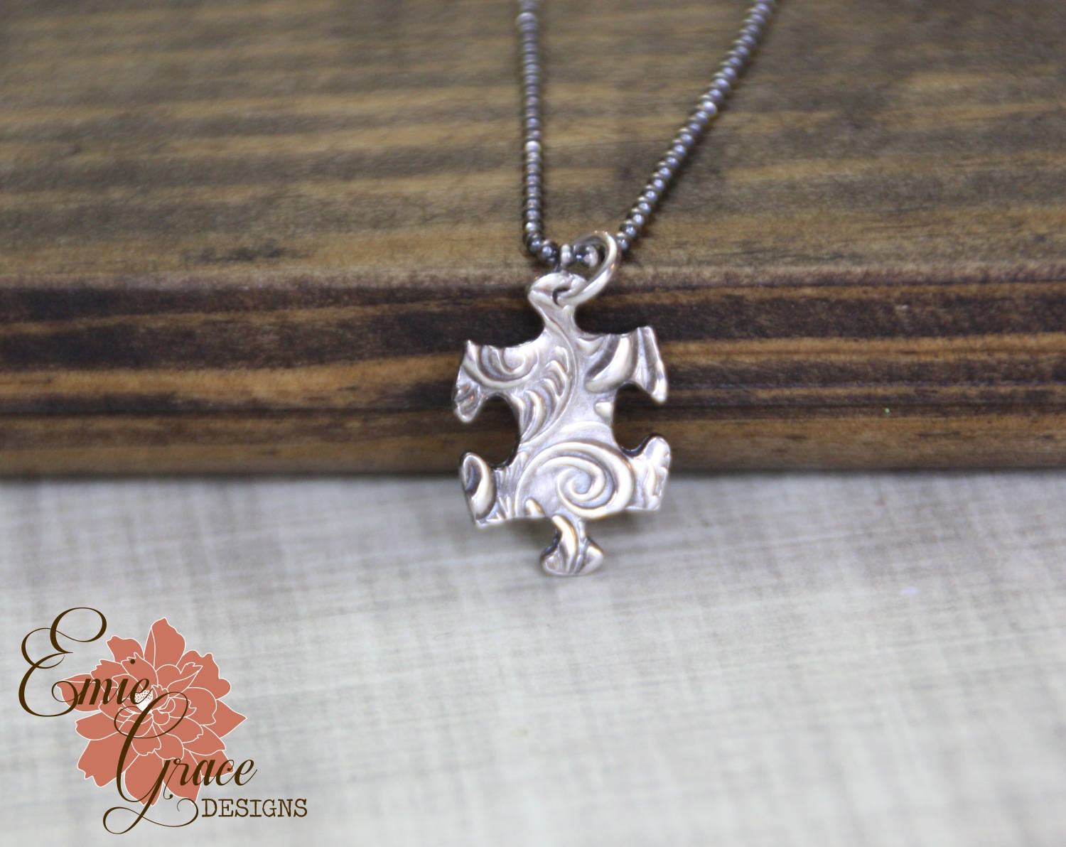 Puzzle Piece Necklace, Asperger's and Autism Spectrum Awareness, Fine
