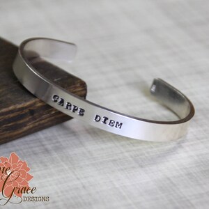 Carpe Diem, Silver Cuff Bracelet, Thick Sterling Silver Cuff, Hand Stamped READY TO SHIP image 4