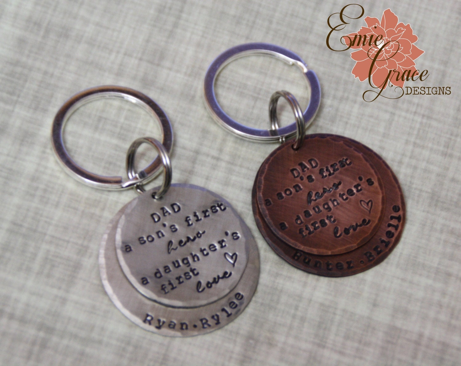 Dad Key Chain with Names A Son's First Hero A Etsy
