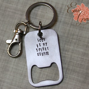 Stainless Steel Bottle Opener Keychain, Beer is My Spirit Animal, Hand Stamped, Beer Bottle Opener Key Ring, Key Chain - READY TO SHIP