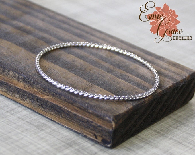 Sterling Silver Twist Bangle Bracelet, Individual Bangle, Silver Stacking Bracelet