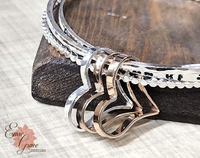 ADD-ON - Stamped Heart, Sterling Silver, Yellow Gold Filled, Rose Gold Filled, 14K Solid Yellow Gold, 14K Solid Rose Gold