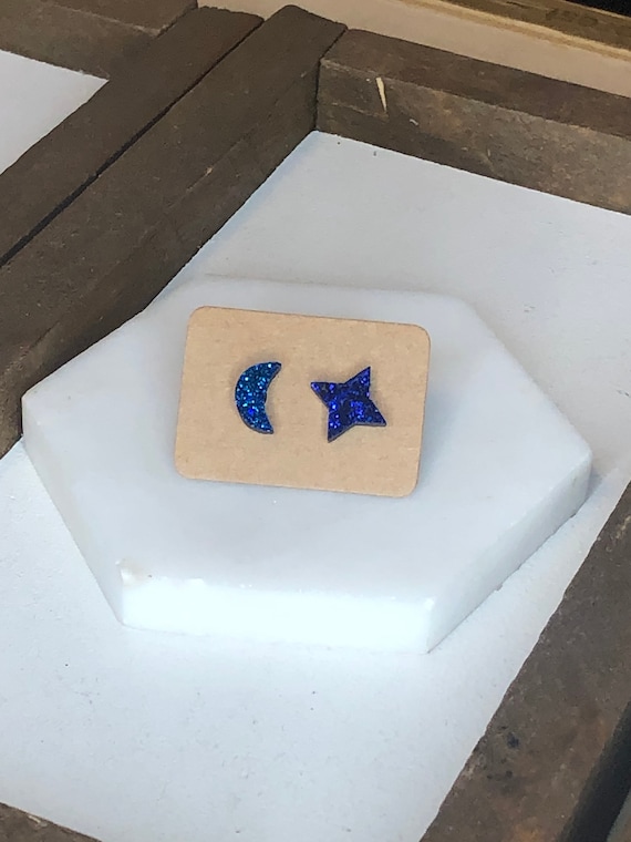 Moon and Back Druzy Studs