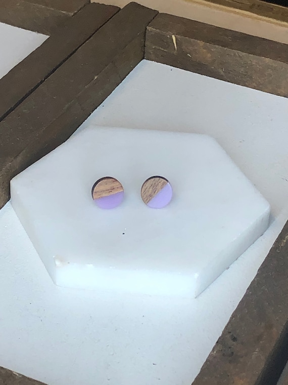 Lavender Wood and Resin Studs