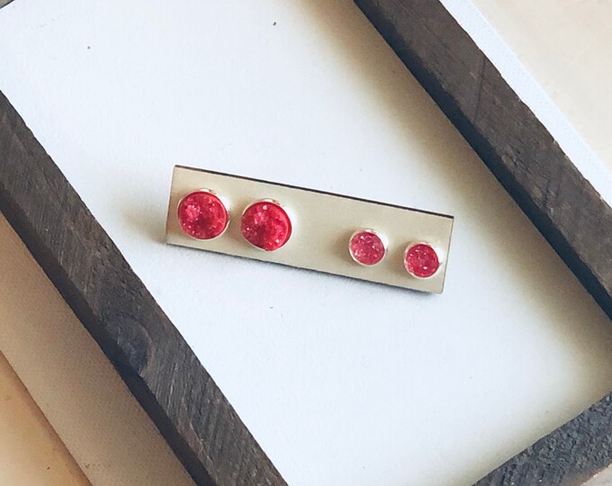 Red Mommy and Me Stud Set