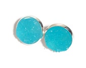 Druzy, Studs, Ice Blue druzy studs, bridesmaid earrings, drusy studs, ice blue and silver, something blue 12mmDBKL106 Marina