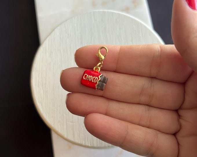 18K Gold   Charm- Chocolate Bar 16mm