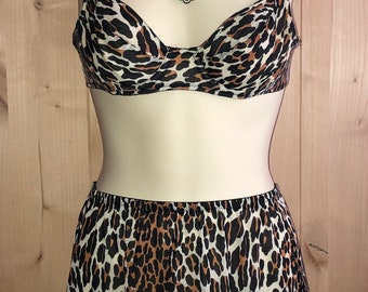 Special Collection - Rare Find! Vintage 1950's VANITY FAIR Sexy Rockabilly Leopard Print Bra / Slip Set 34A & M