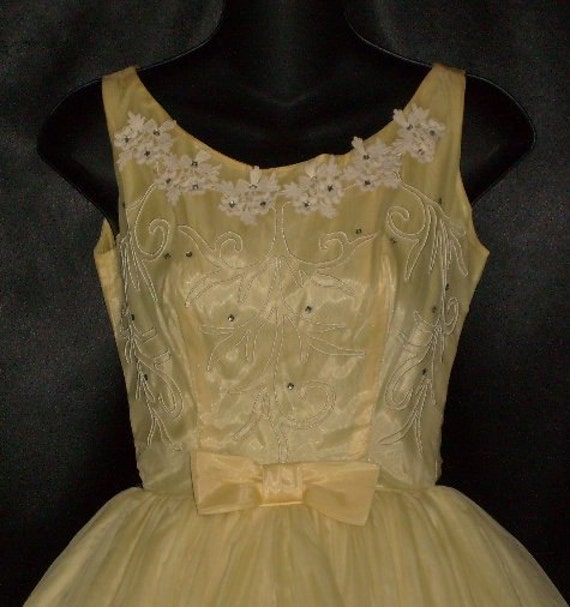 Fantastic Vintage 1950's Chiffon & Tulle Yellow P… - image 2