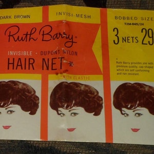 Vintage Ruth Barry Dark Brown Hairnets - Bobbed Style