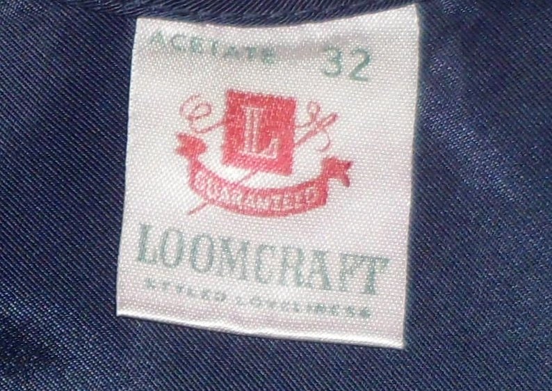 FREE USA SHIPPING!! Vintage 1950/'s Loomcraft Navy Blue Acetate Petticoat Ruffle Hem Full Slip 32