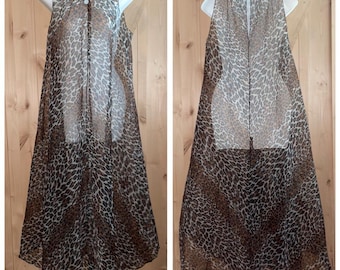 RARE Vintage 1950's Vanity Fair Sheer Leopard Print Grand Sweeping Cover / Duster / Gown S - up to 42" bust