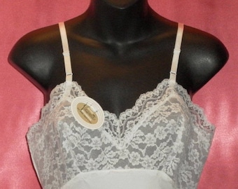 Alluring New/Old Stock Vintage 1960's Hollywood VASSARETTE White Nylon Petite Full Slip 34 A