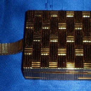 Vintage Evans Elegance Gold Basket Weave Design Make Up Clutch Purse Handbag Wristlet image 5
