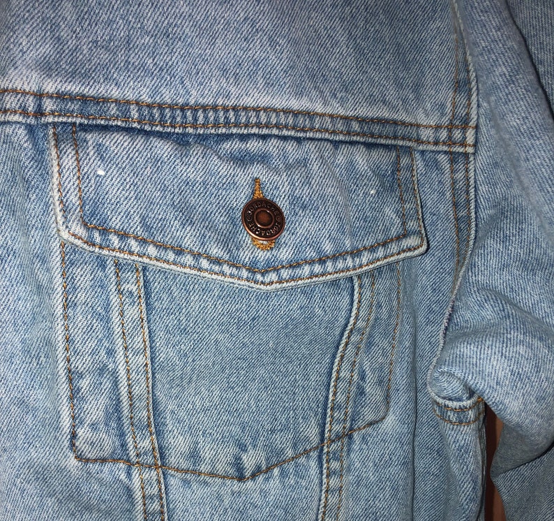 Vintage 1980's Jordache Mens Denim Blue Jean Jacket Distressed Acid Wash L image 3