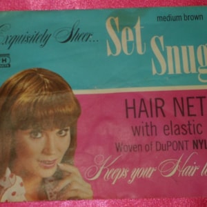 Vintage Exquisitely Sheer SET SNUG 1960&#39;s Medium Brown Hair Net