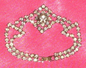 Stunning & Sparkly Vintage Clear Rhinestone Princess Bracelet