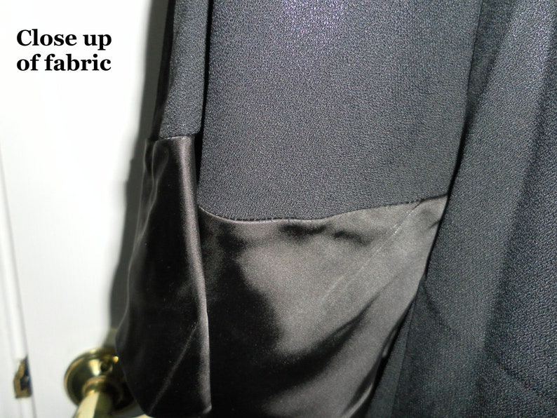 FREE USA SHIPPING!! Vintage 1960/'s Formal Black Bell Sleeve Mini Dress w Satin Accents 34