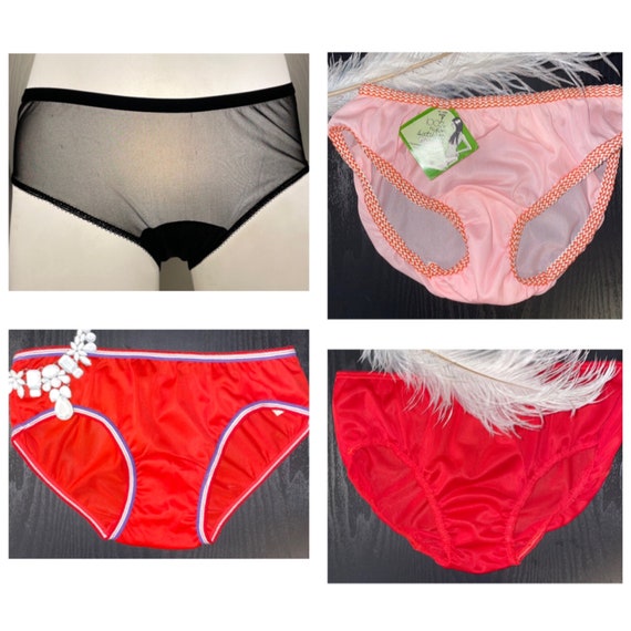 Bargain Lot of 4 Vintage 1960's Hipster Bikini Nylon Panties Various Sizes  Great RESALE 