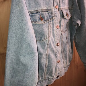 Vintage 1980's Jordache Mens Denim Blue Jean Jacket Distressed Acid Wash L image 5