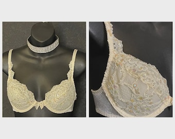 Sale!  VERY RARE Victoria's Secret Bra! Vintage New Without Tags Sequined & Beaded Padded 34B