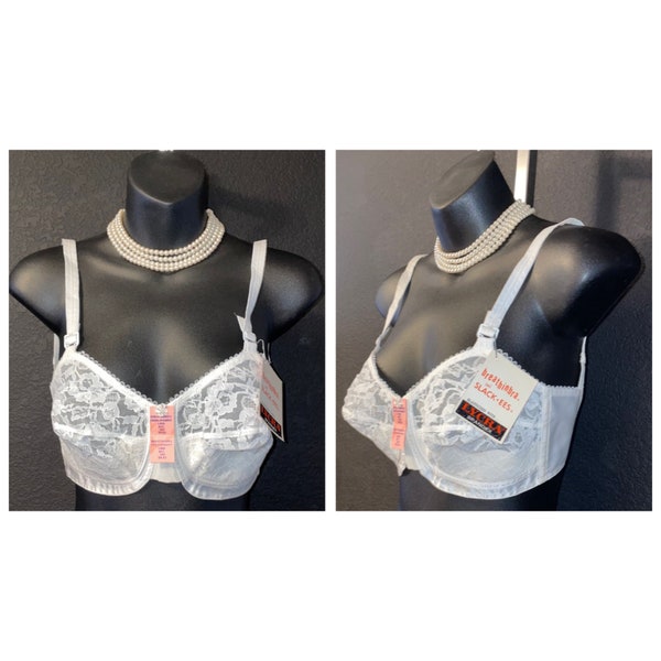 Tellement rare et unique - « BREATHINBRA » NOS vintage des années 1960 / soutien-gorge bonnet en dentelle Slack*ees 34C