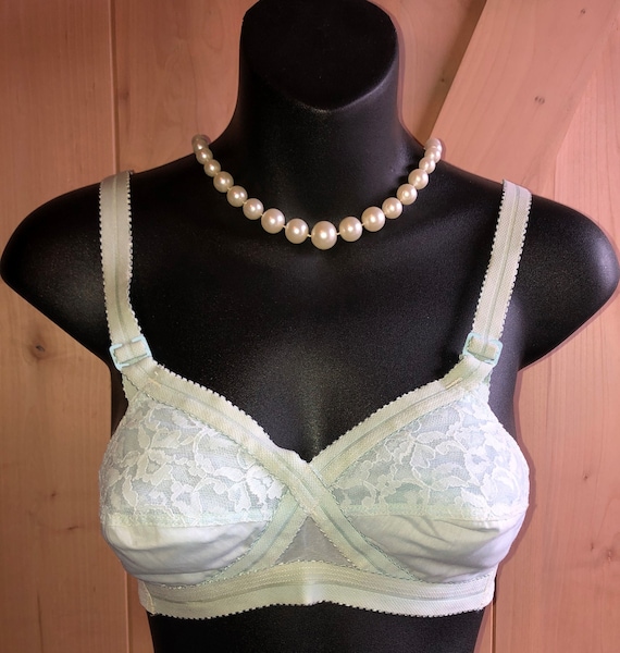 Vintage 1970's Baby Blue Montgomery Ward carol Brent Lace Cup Bra