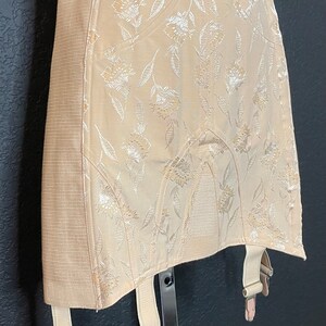 OLD STORE STOCK Vintage 1920-30's Satin Stitch Peach Brocade Corset w/ 4 Metal Garters 28 Style 301 image 8