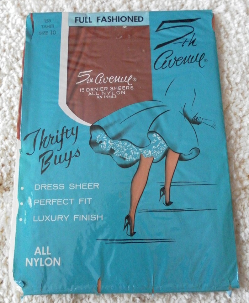 Vintage 5th Avenue Full Fashioned SEAMED Dress Sheer /& Luxury Finish Garter Stockings Color is Tahiti Size 10